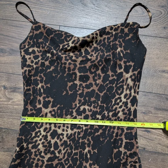 OPT by Johanna Cheetah Print Cowl Neck ‎ Midi Dress Size XL